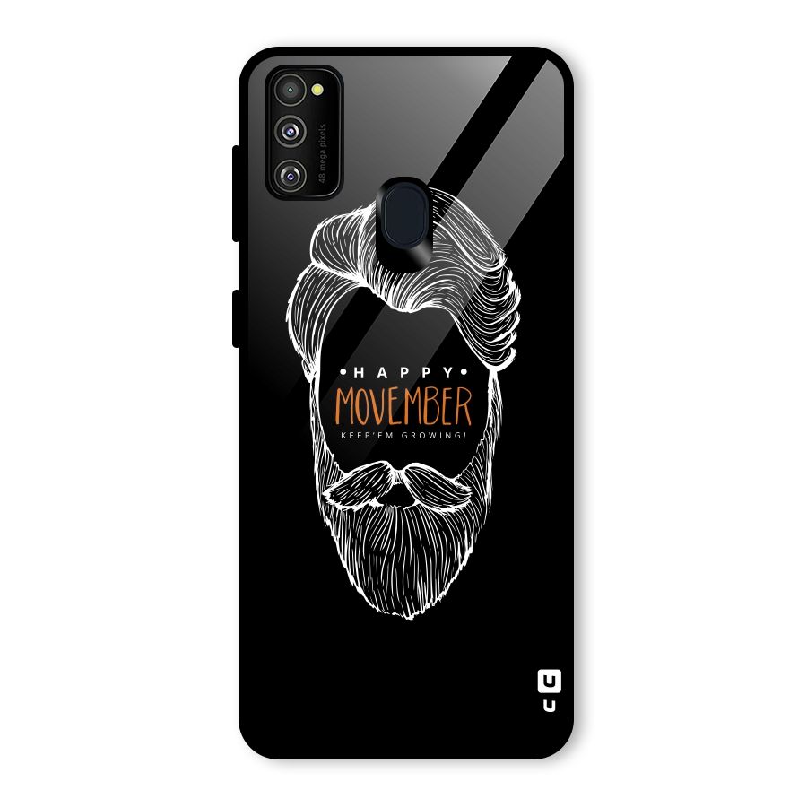 Happy Movember Black Glass Back Case for Galaxy M30s