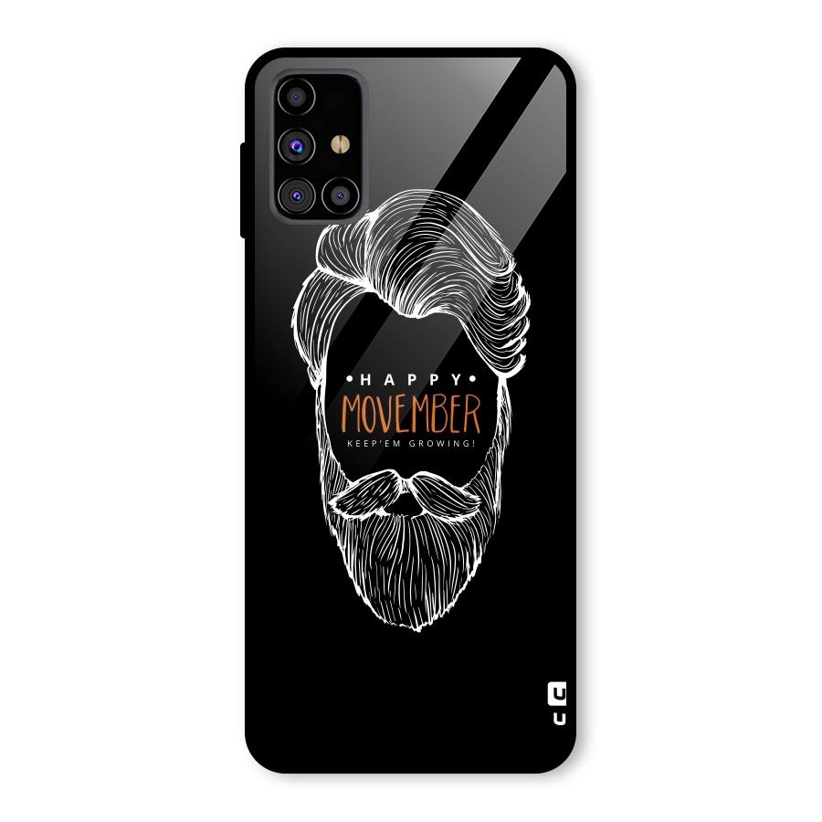 Happy Movember Black Glass Back Case for Galaxy M31s