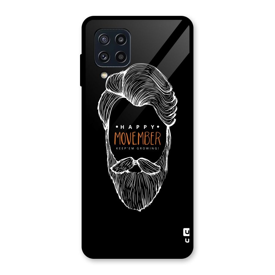 Happy Movember Black Glass Back Case for Galaxy M32
