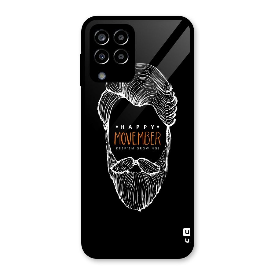 Happy Movember Black Glass Back Case for Galaxy M33
