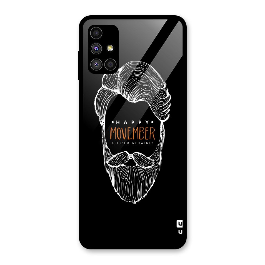 Happy Movember Black Glass Back Case for Galaxy M51