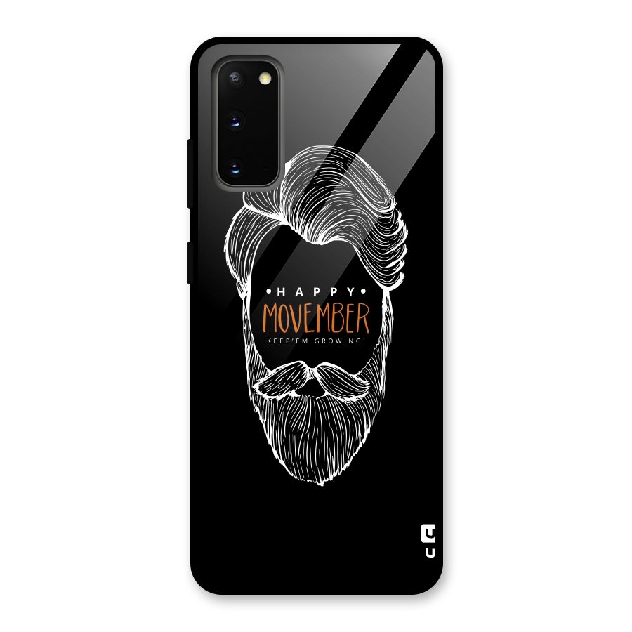 Happy Movember Black Glass Back Case for Galaxy S20