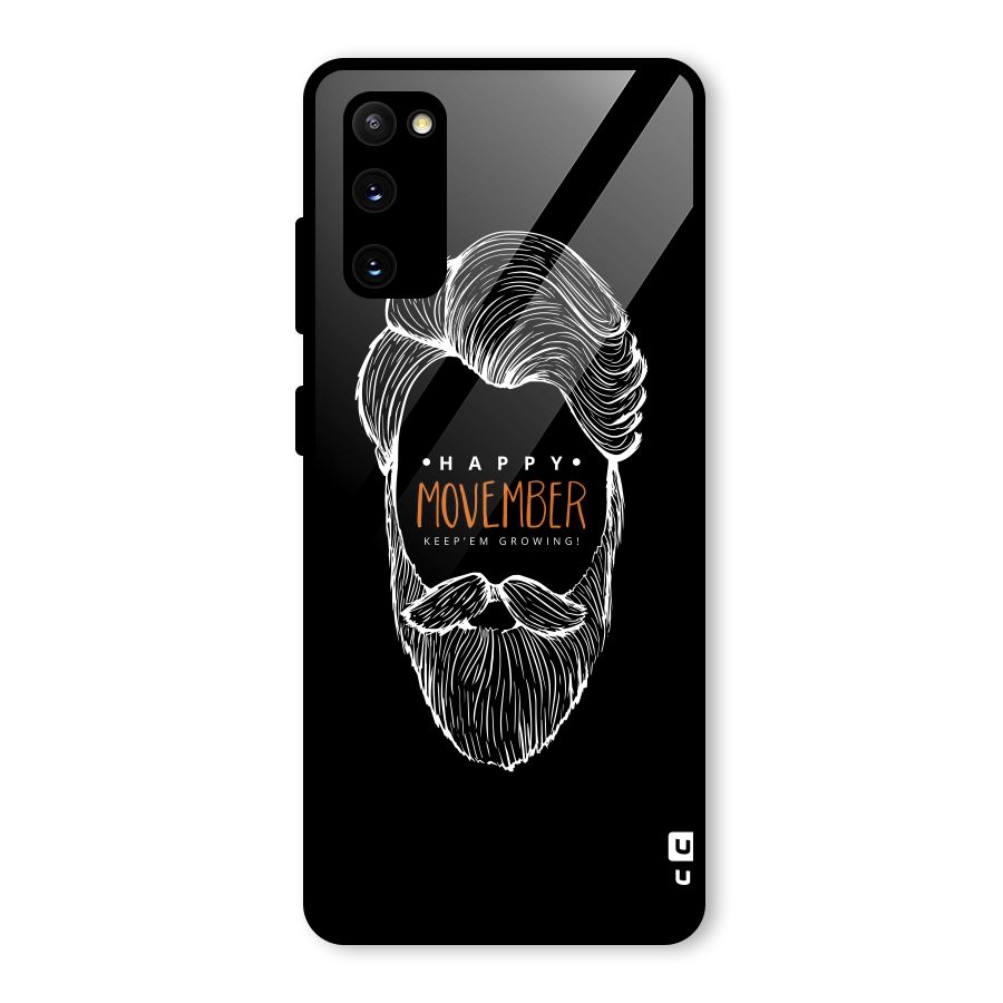 Happy Movember Black Glass Back Case for Galaxy S20 FE