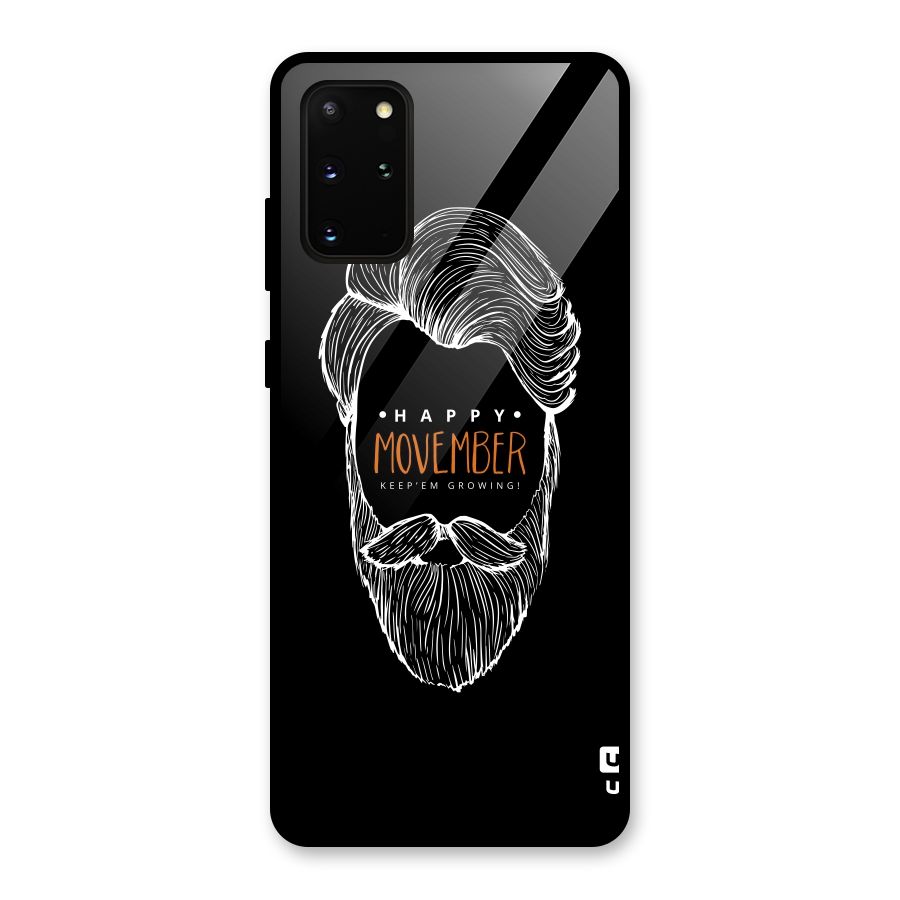 Happy Movember Black Glass Back Case for Galaxy S20 Plus