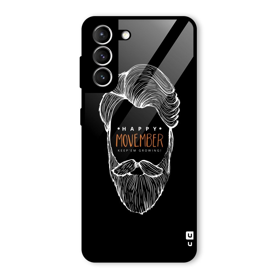 Happy Movember Black Glass Back Case for Galaxy S21 5G