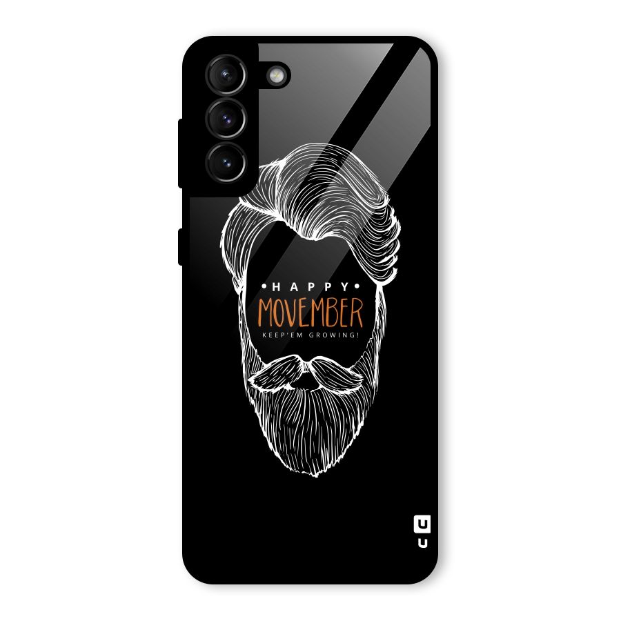 Happy Movember Black Glass Back Case for Galaxy S21 Plus