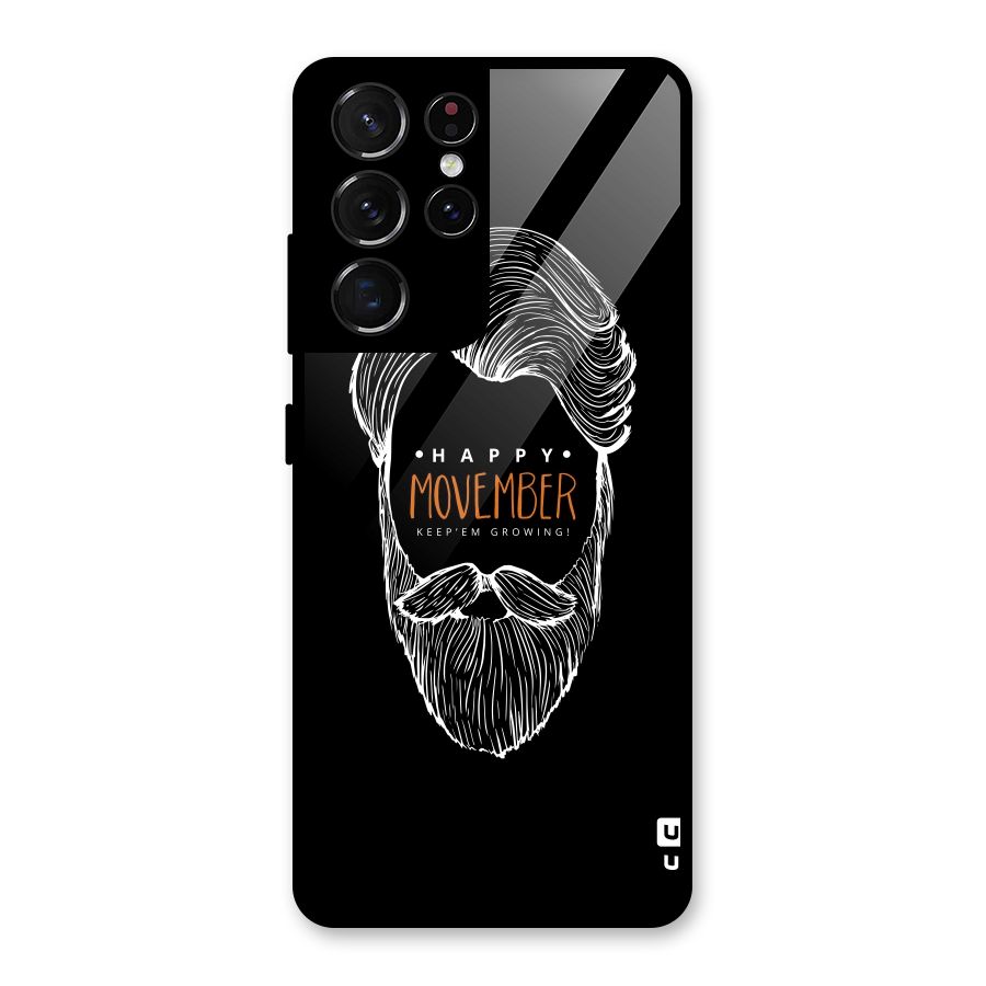 Happy Movember Black Glass Back Case for Galaxy S21 Ultra 5G