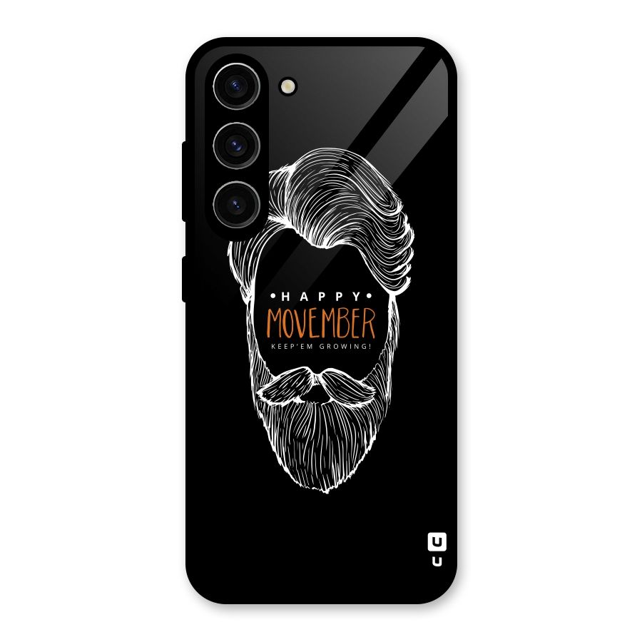 Happy Movember Black Glass Back Case for Galaxy S23