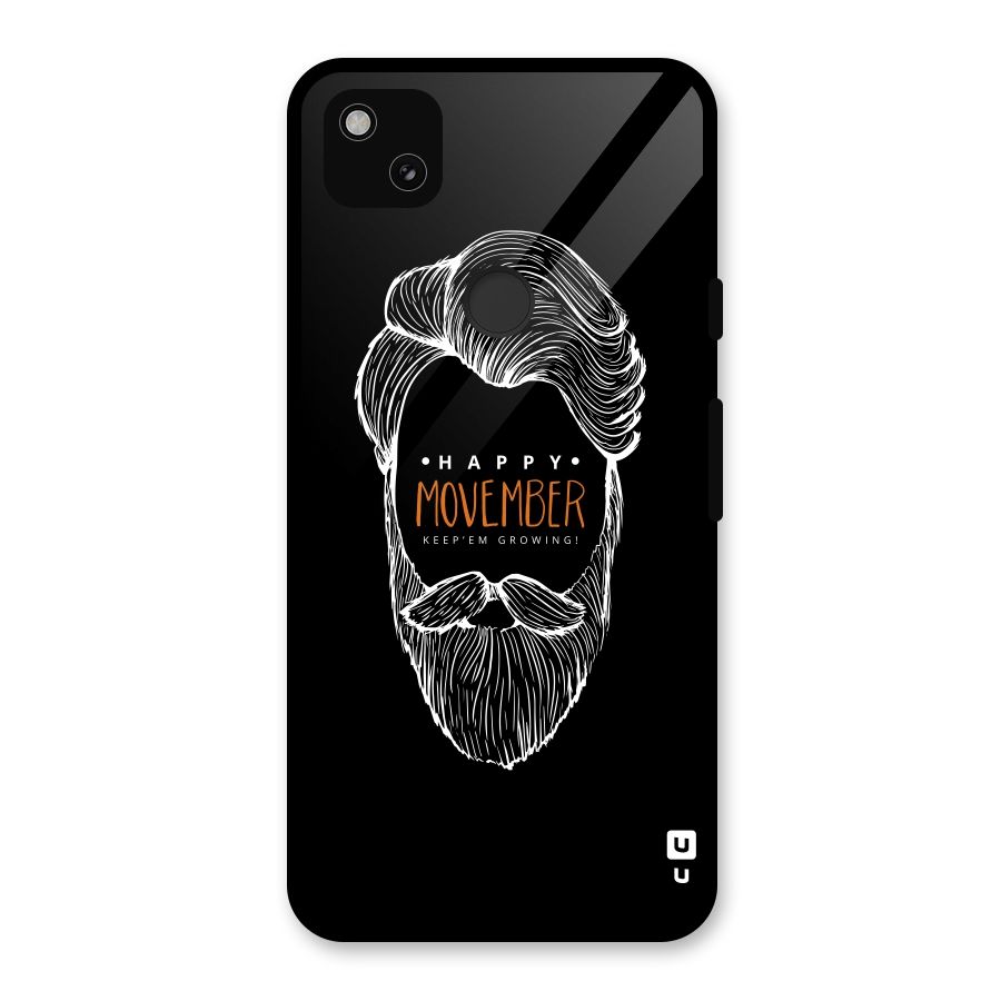 Happy Movember Black Glass Back Case for Google Pixel 4a