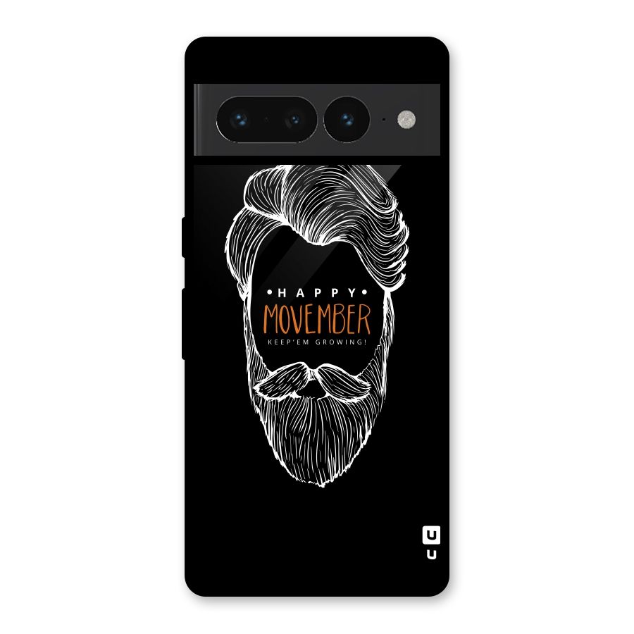 Happy Movember Black Glass Back Case for Google Pixel 7 Pro