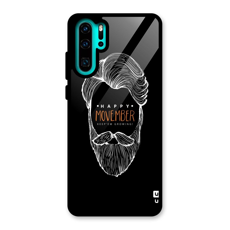 Happy Movember Black Glass Back Case for Huawei P30 Pro