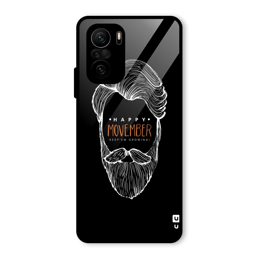 Happy Movember Black Glass Back Case for Mi 11X Pro