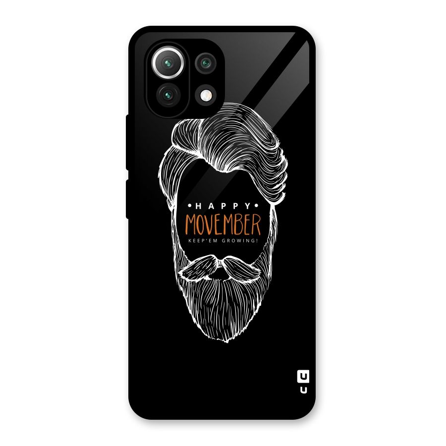 Happy Movember Black Glass Back Case for Mi 11 Lite