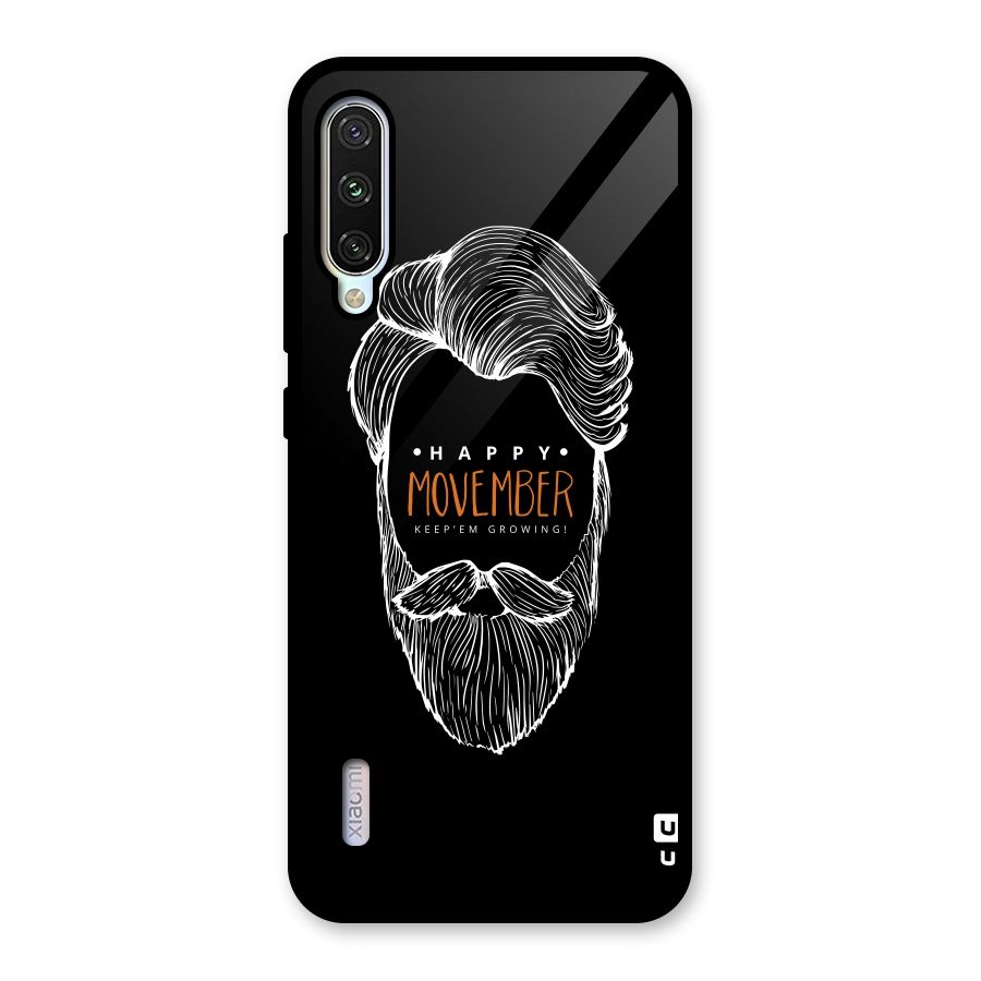 Happy Movember Black Glass Back Case for Mi A3