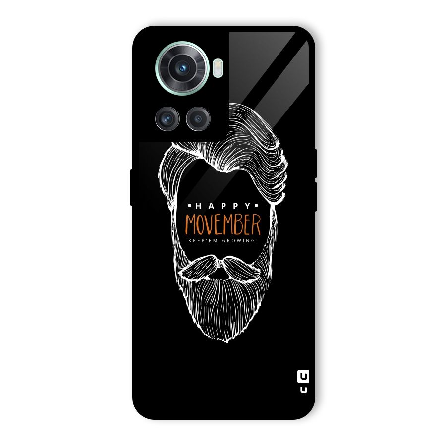 Happy Movember Black Glass Back Case for OnePlus 10R