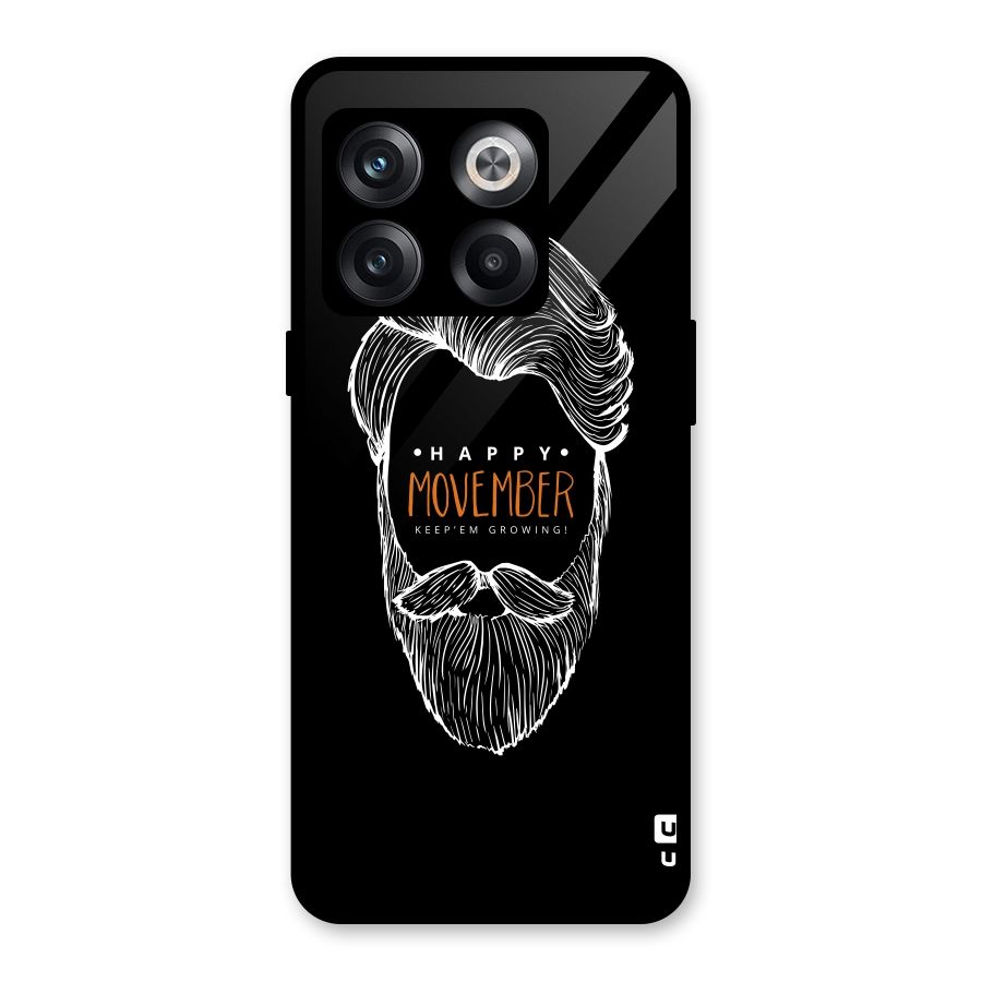 Happy Movember Black Glass Back Case for OnePlus 10T