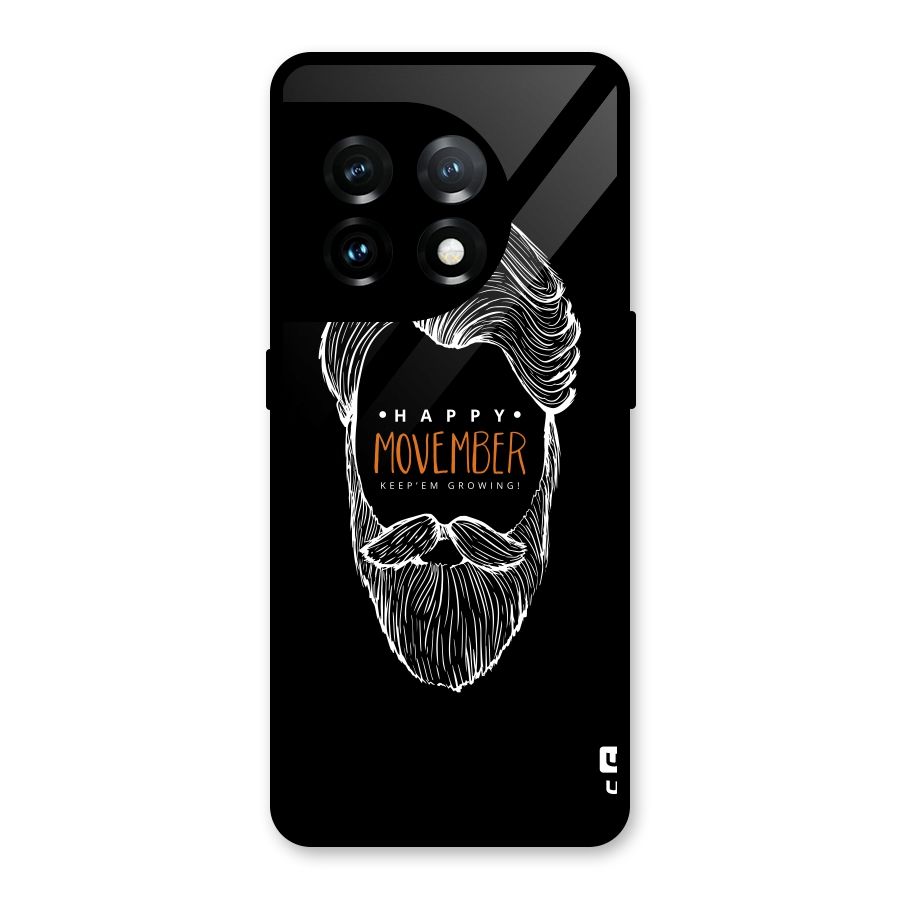 Happy Movember Black Glass Back Case for OnePlus 11