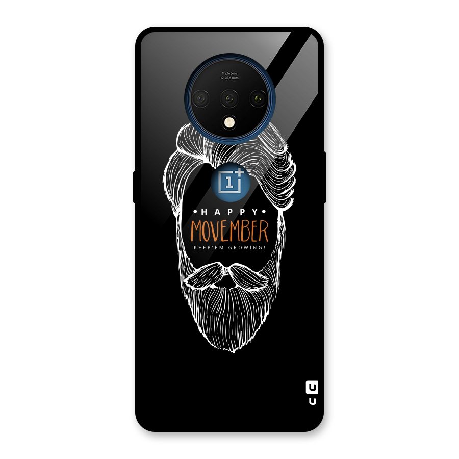 Happy Movember Black Glass Back Case for OnePlus 7T