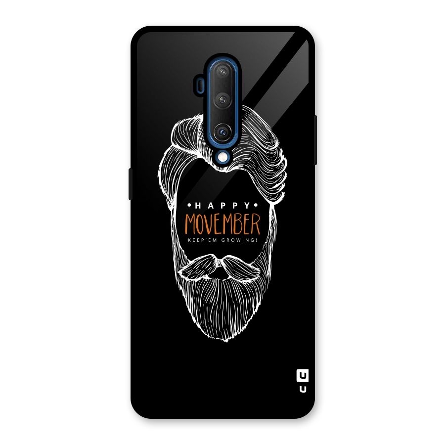 Happy Movember Black Glass Back Case for OnePlus 7T Pro