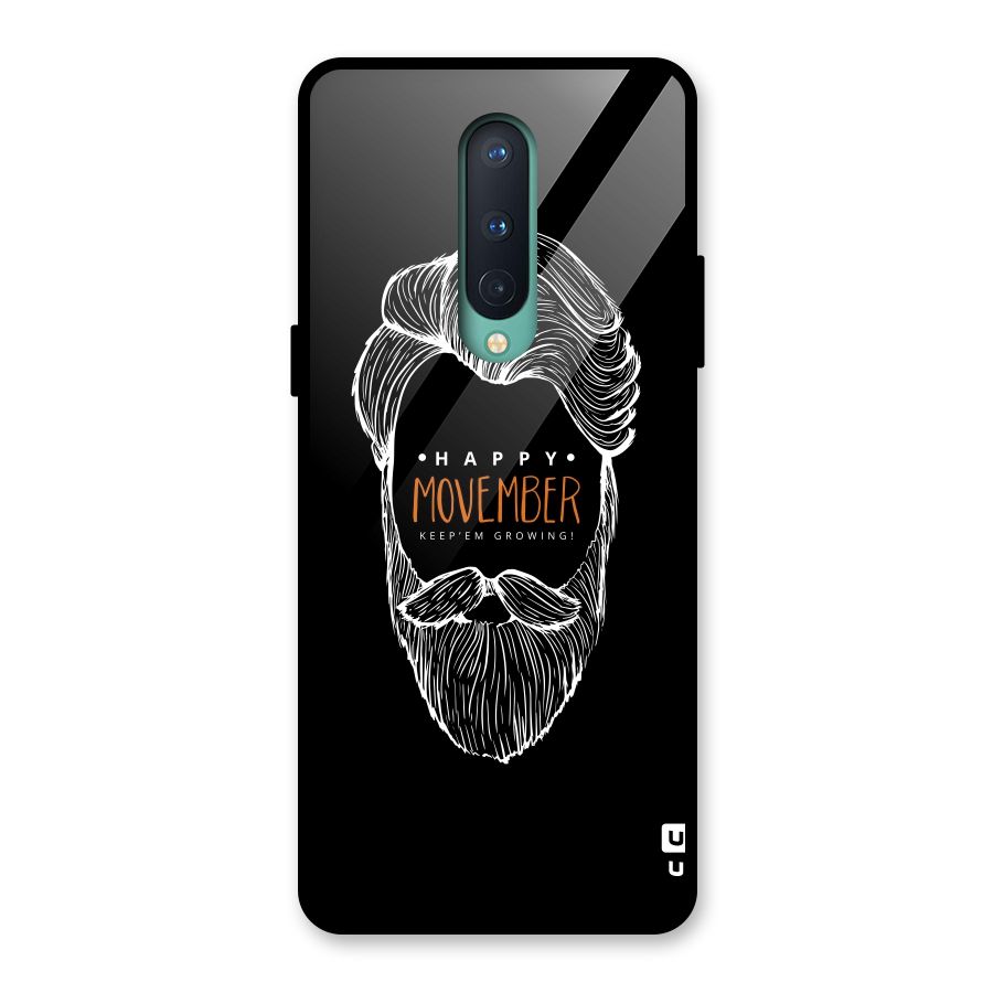 Happy Movember Black Glass Back Case for OnePlus 8
