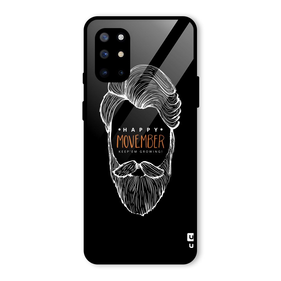Happy Movember Black Glass Back Case for OnePlus 8T