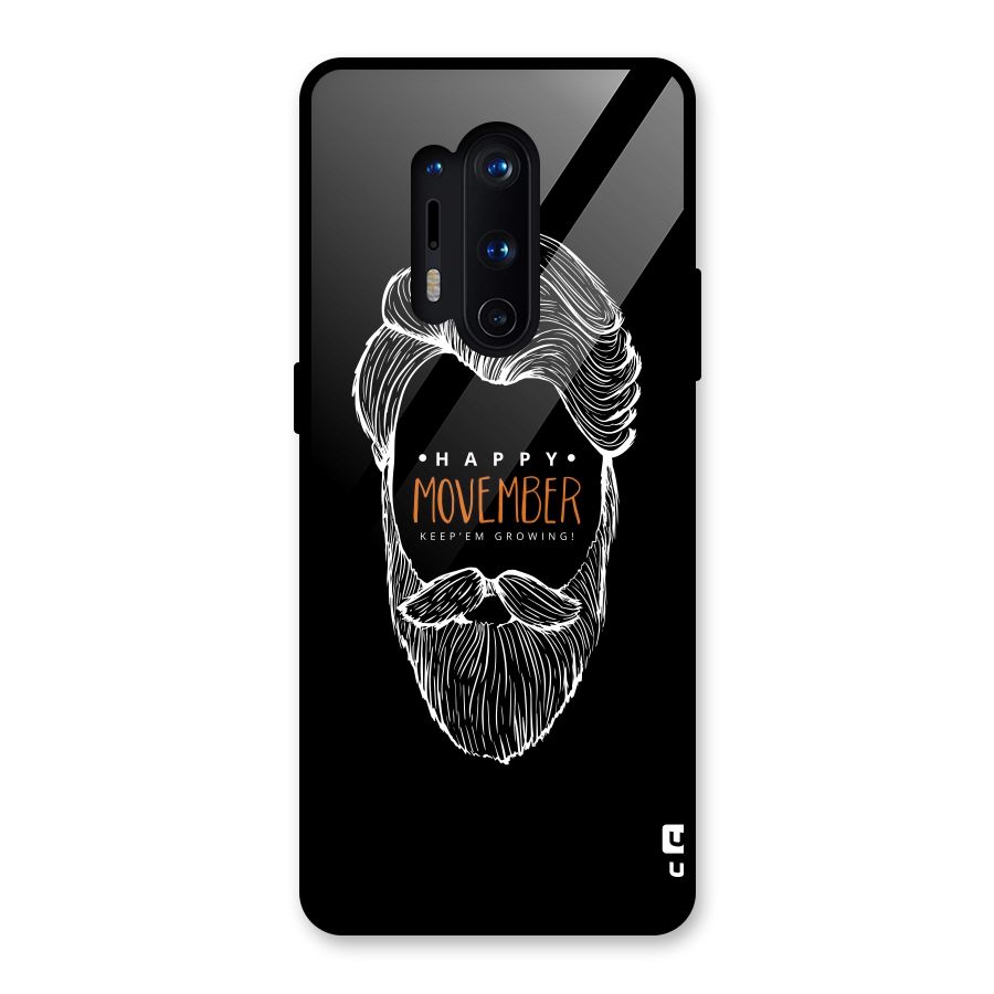 Happy Movember Black Glass Back Case for OnePlus 8 Pro