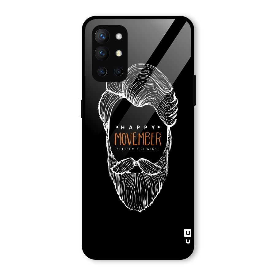 Happy Movember Black Glass Back Case for OnePlus 9R