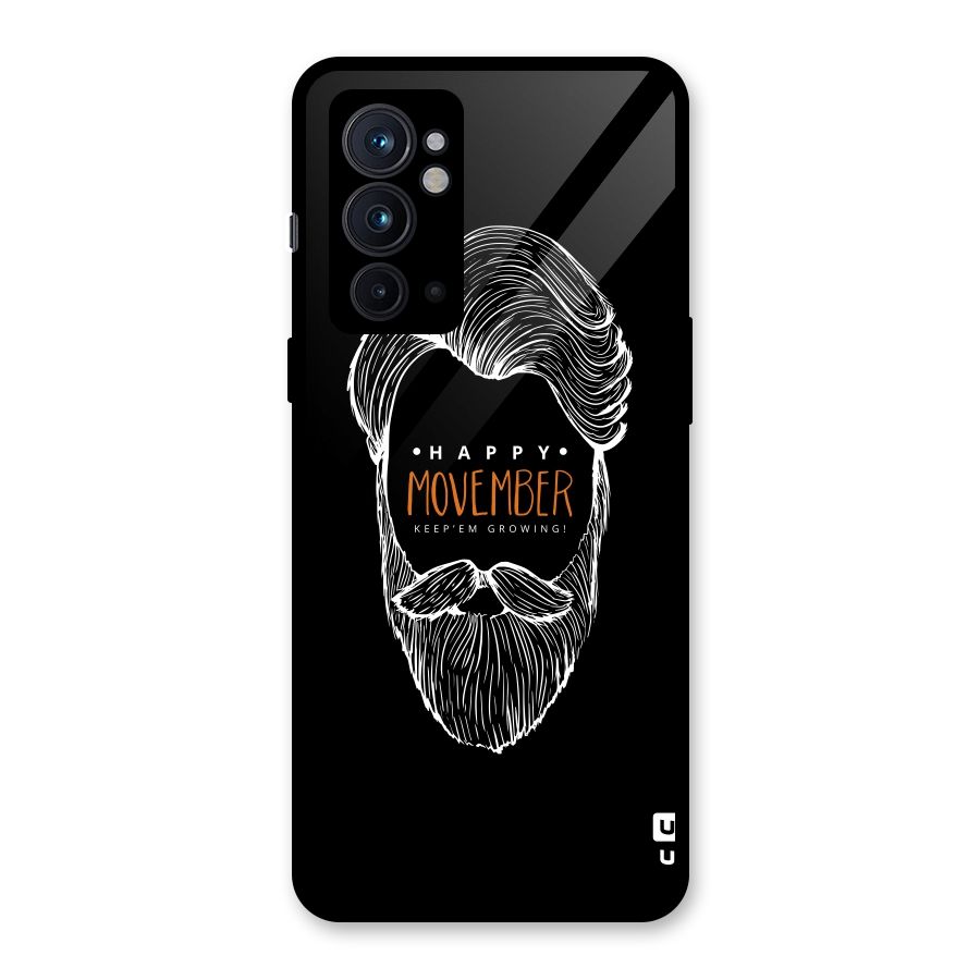 Happy Movember Black Glass Back Case for OnePlus 9RT 5G