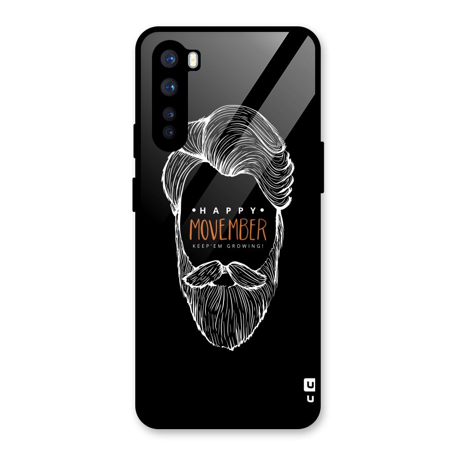 Happy Movember Black Glass Back Case for OnePlus Nord