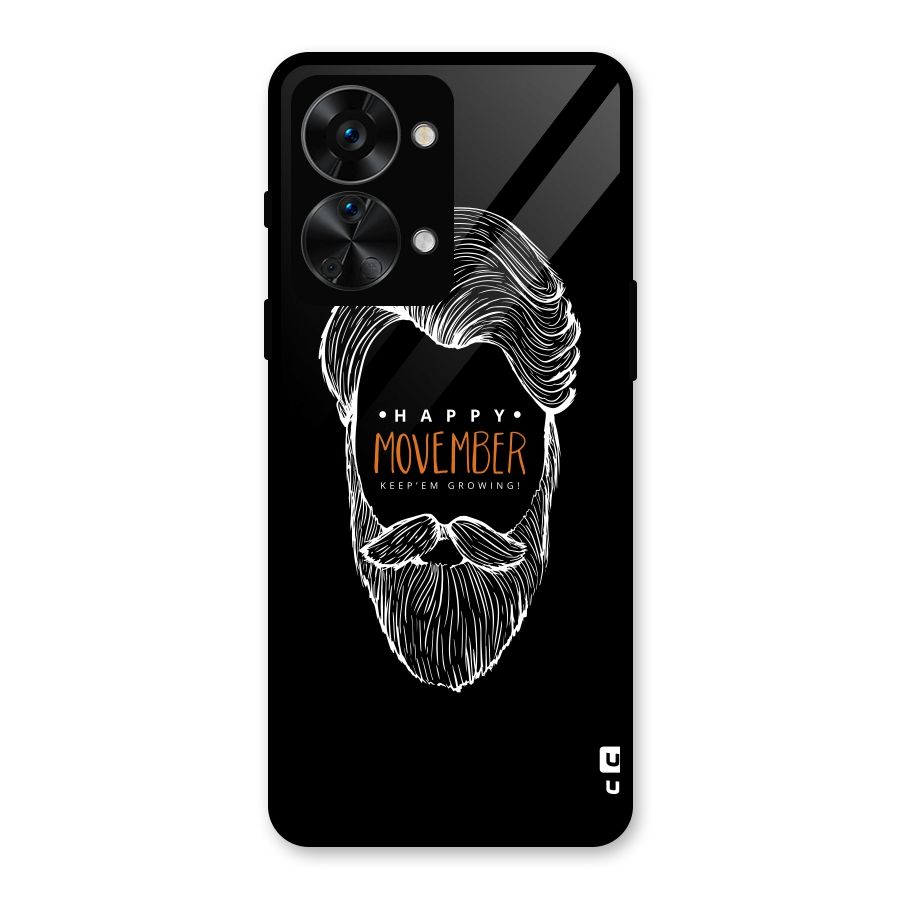 Happy Movember Black Glass Back Case for OnePlus Nord 2T