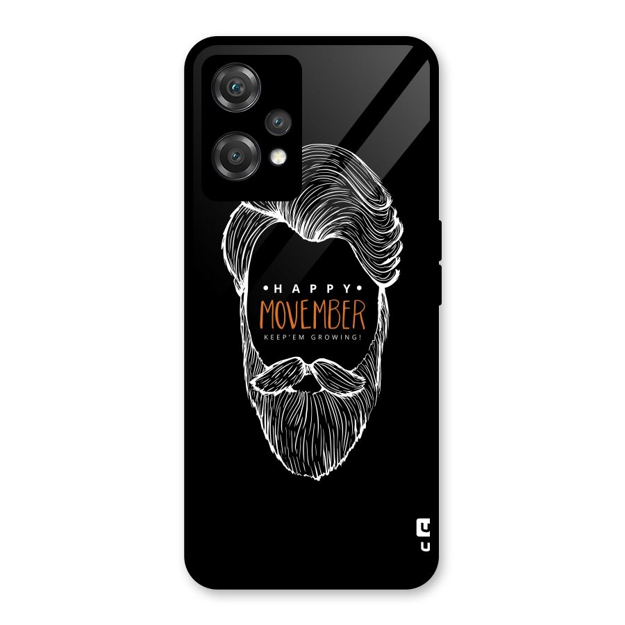Happy Movember Black Glass Back Case for OnePlus Nord CE 2 Lite 5G