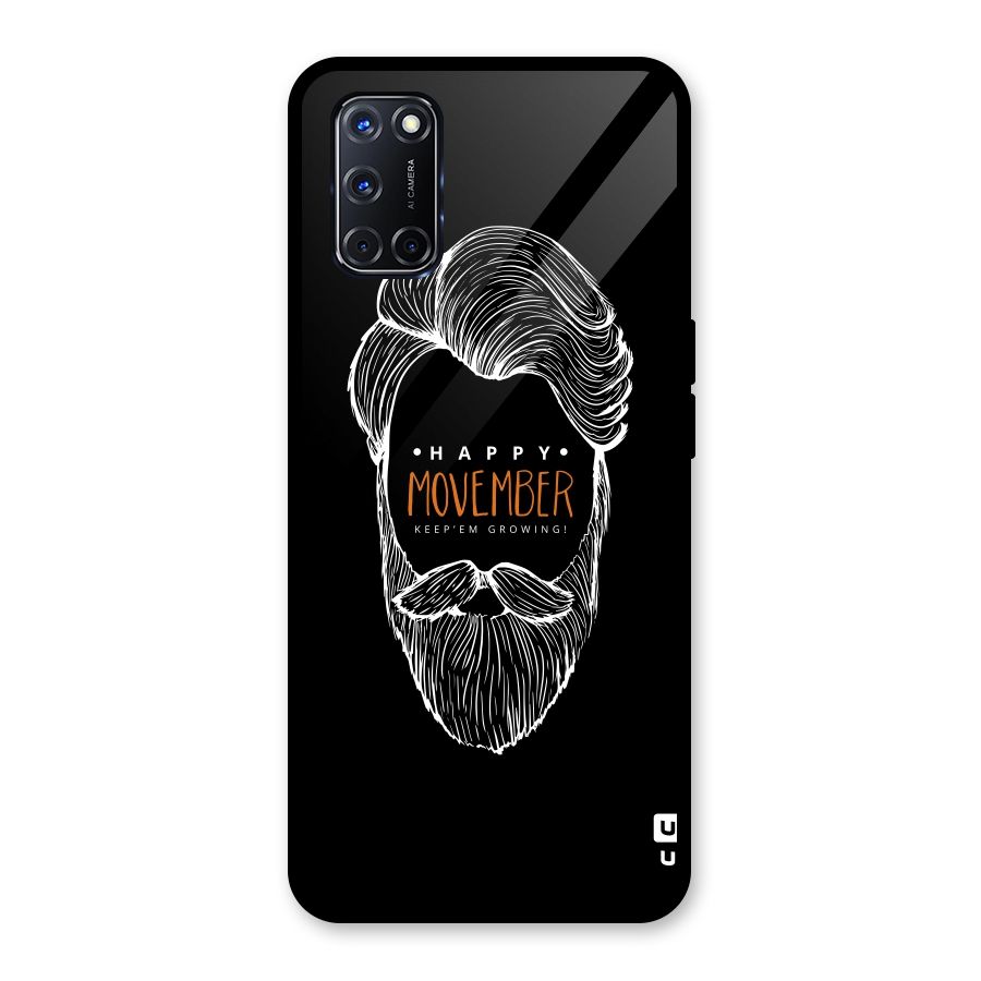 Happy Movember Black Glass Back Case for Oppo A52