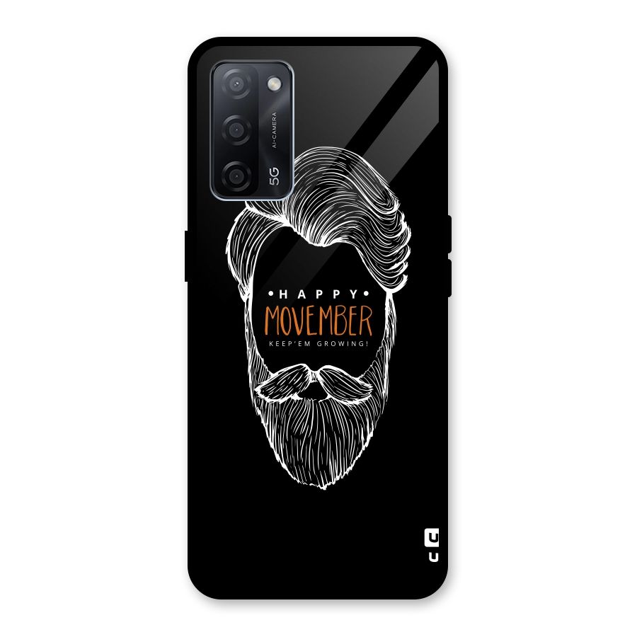 Happy Movember Black Glass Back Case for Oppo A53s 5G