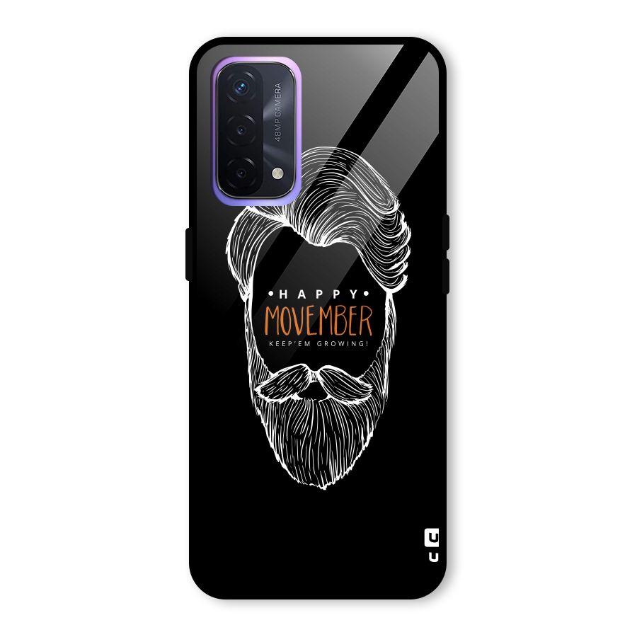 Happy Movember Black Glass Back Case for Oppo A74 5G