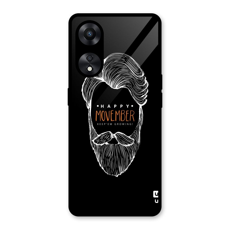 Happy Movember Black Glass Back Case for Oppo A78