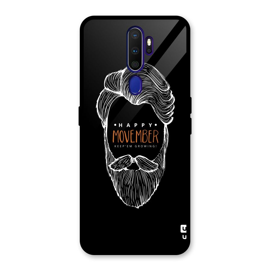 Happy Movember Black Glass Back Case for Oppo A9 (2020)
