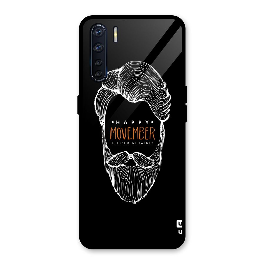 Happy Movember Black Glass Back Case for Oppo F15
