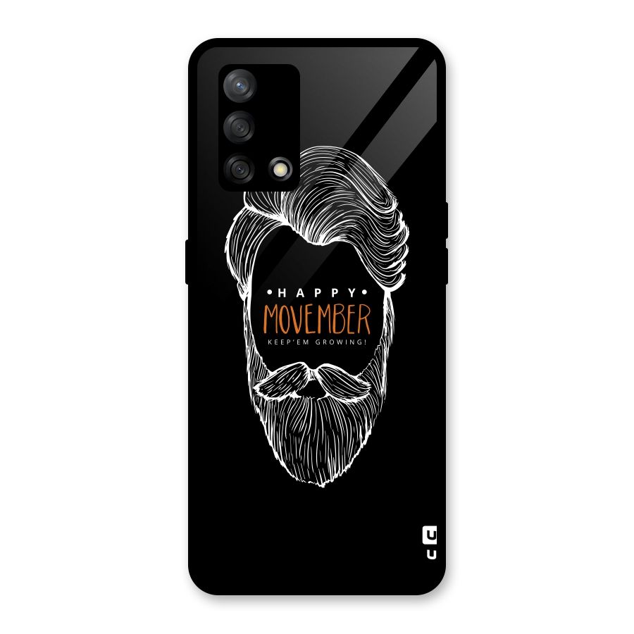 Happy Movember Black Glass Back Case for Oppo F19