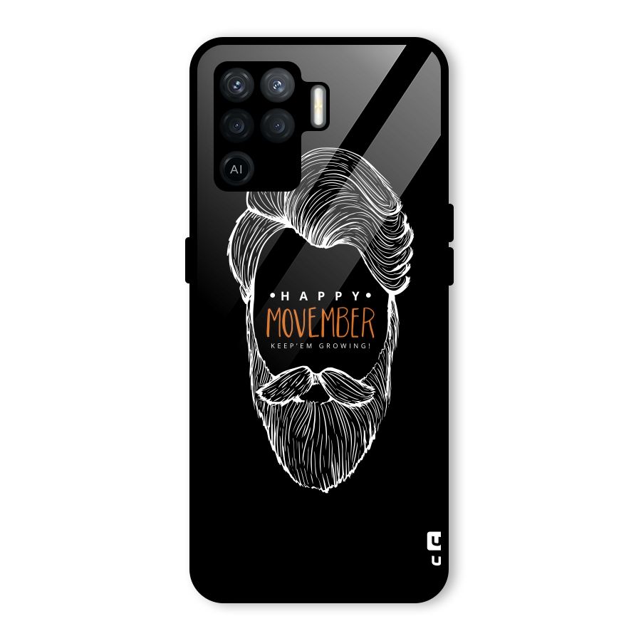 Happy Movember Black Glass Back Case for Oppo F19 Pro