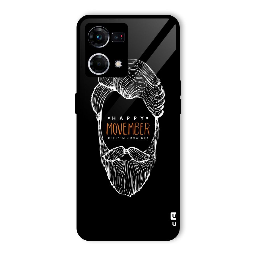 Happy Movember Black Glass Back Case for Oppo F21 Pro 4G