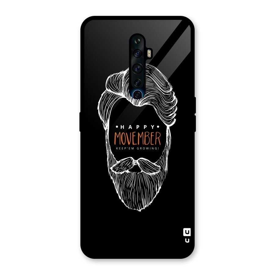 Happy Movember Black Glass Back Case for Oppo Reno2 Z
