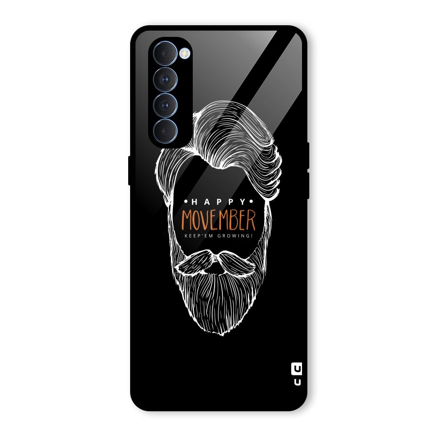 Happy Movember Black Glass Back Case for Oppo Reno4 Pro