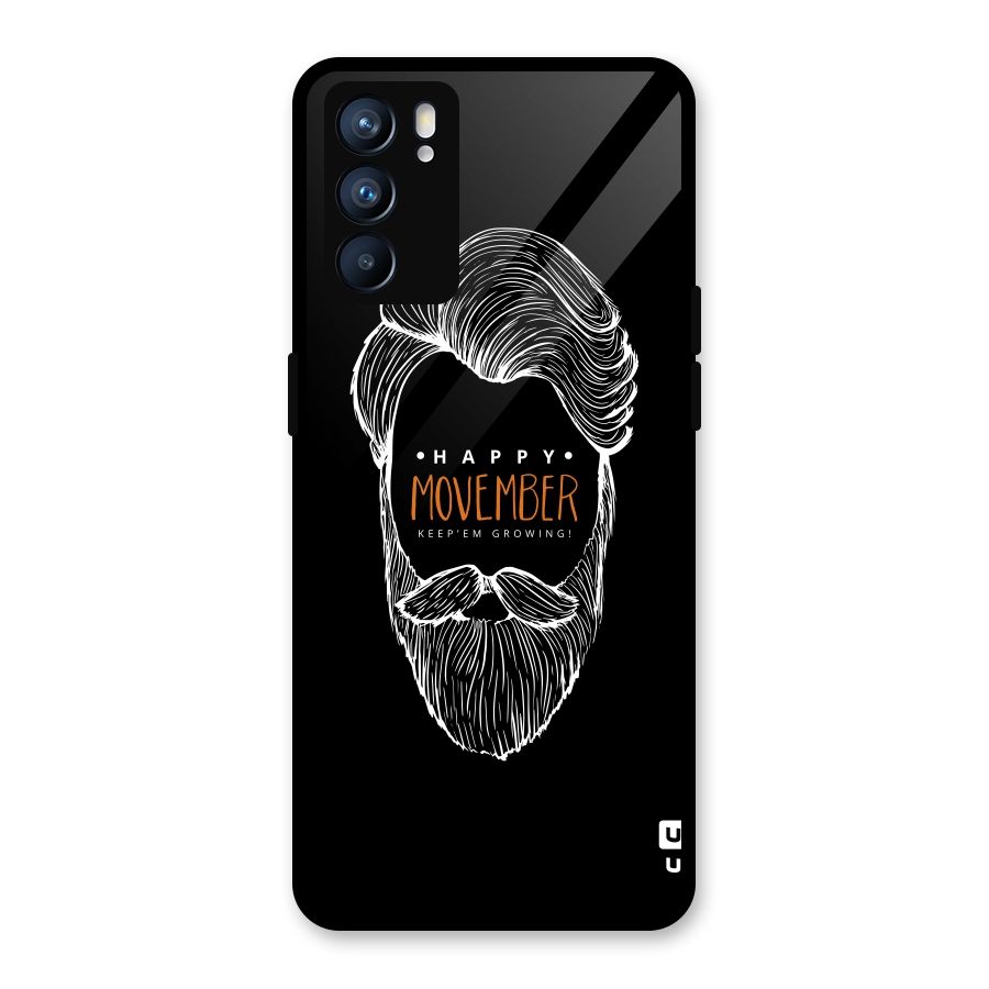 Happy Movember Black Glass Back Case for Oppo Reno6 5G
