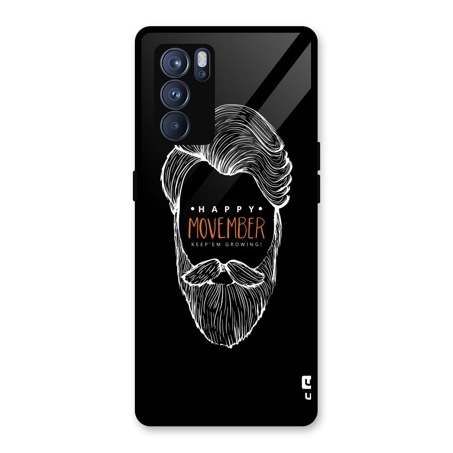 Happy Movember Black Glass Back Case for Oppo Reno6 Pro 5G