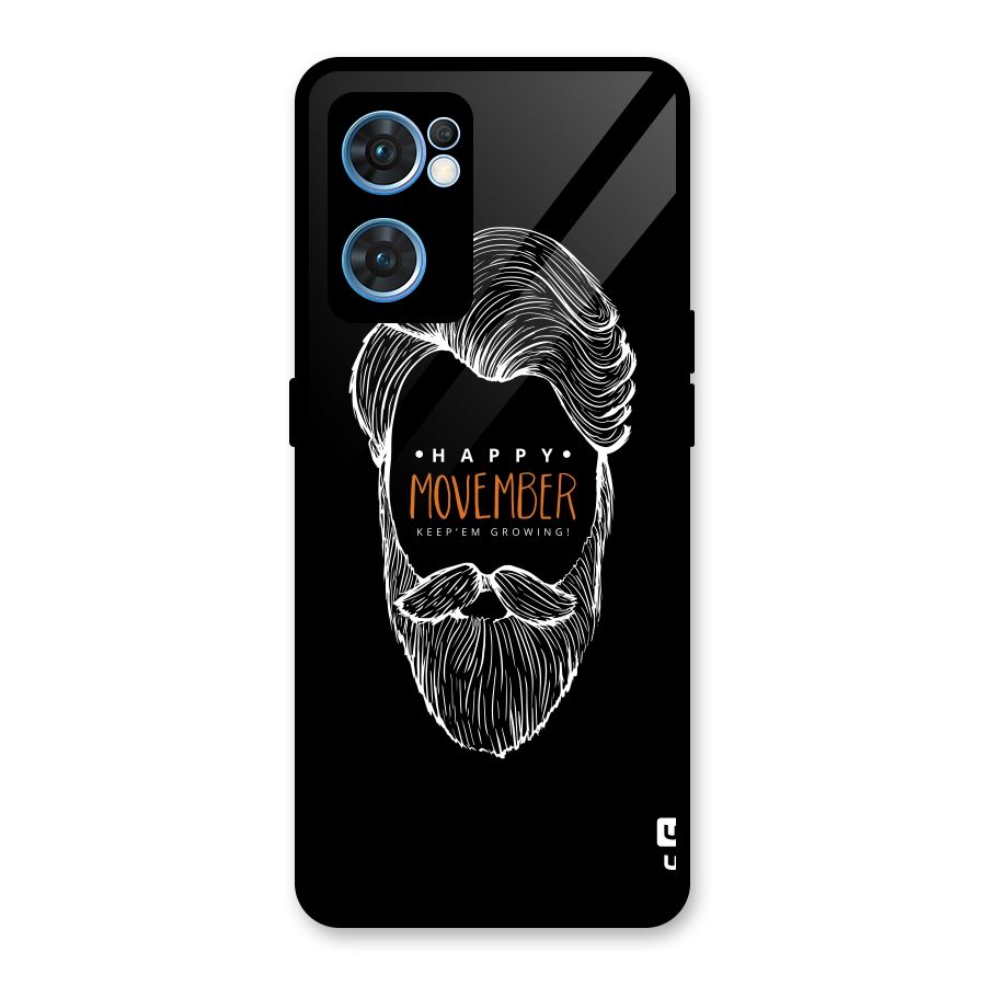 Happy Movember Black Glass Back Case for Oppo Reno7 5G