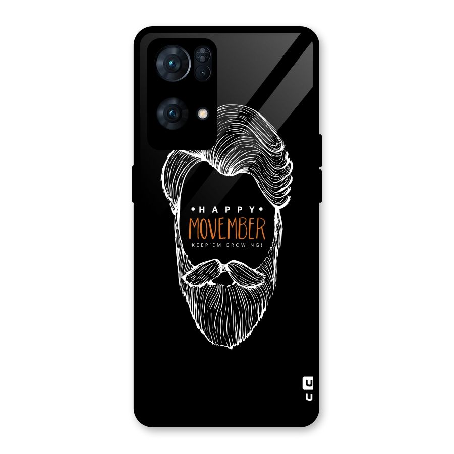 Happy Movember Black Glass Back Case for Oppo Reno7 Pro 5G