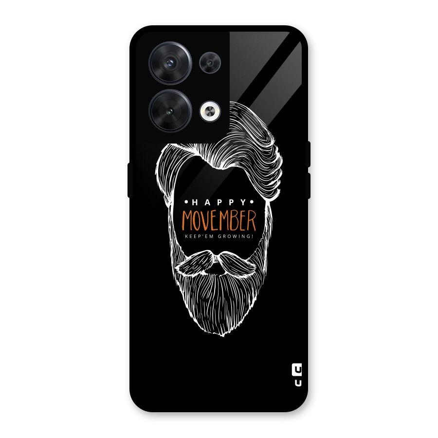 Happy Movember Black Glass Back Case for Oppo Reno8 5G