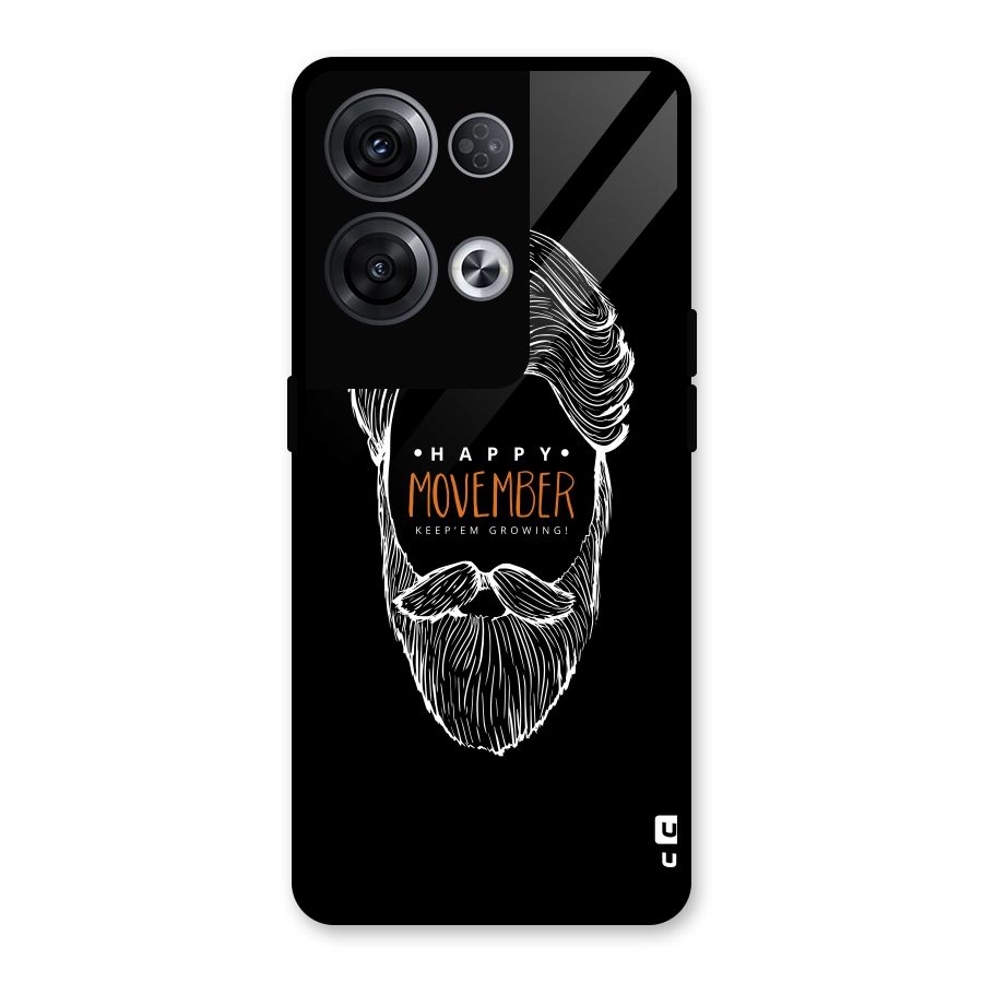 Happy Movember Black Glass Back Case for Oppo Reno8 Pro 5G