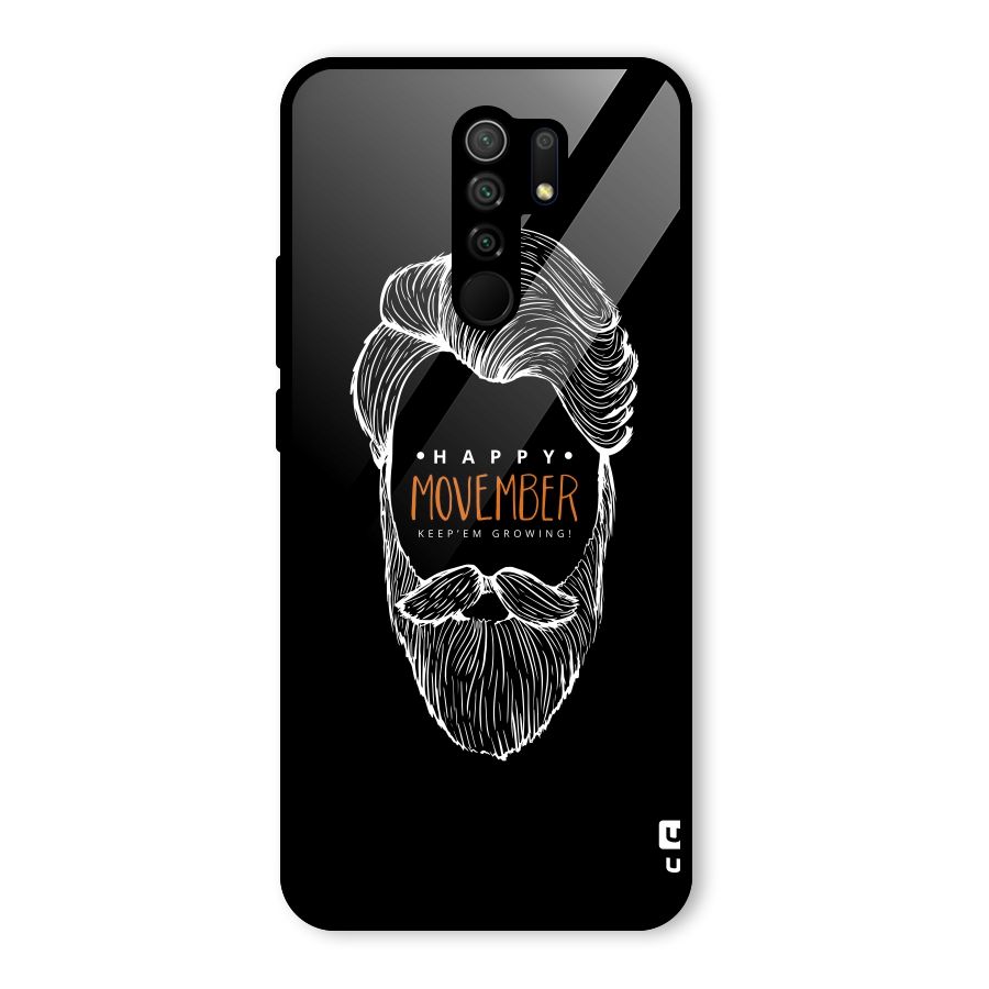 Happy Movember Black Glass Back Case for Poco M2