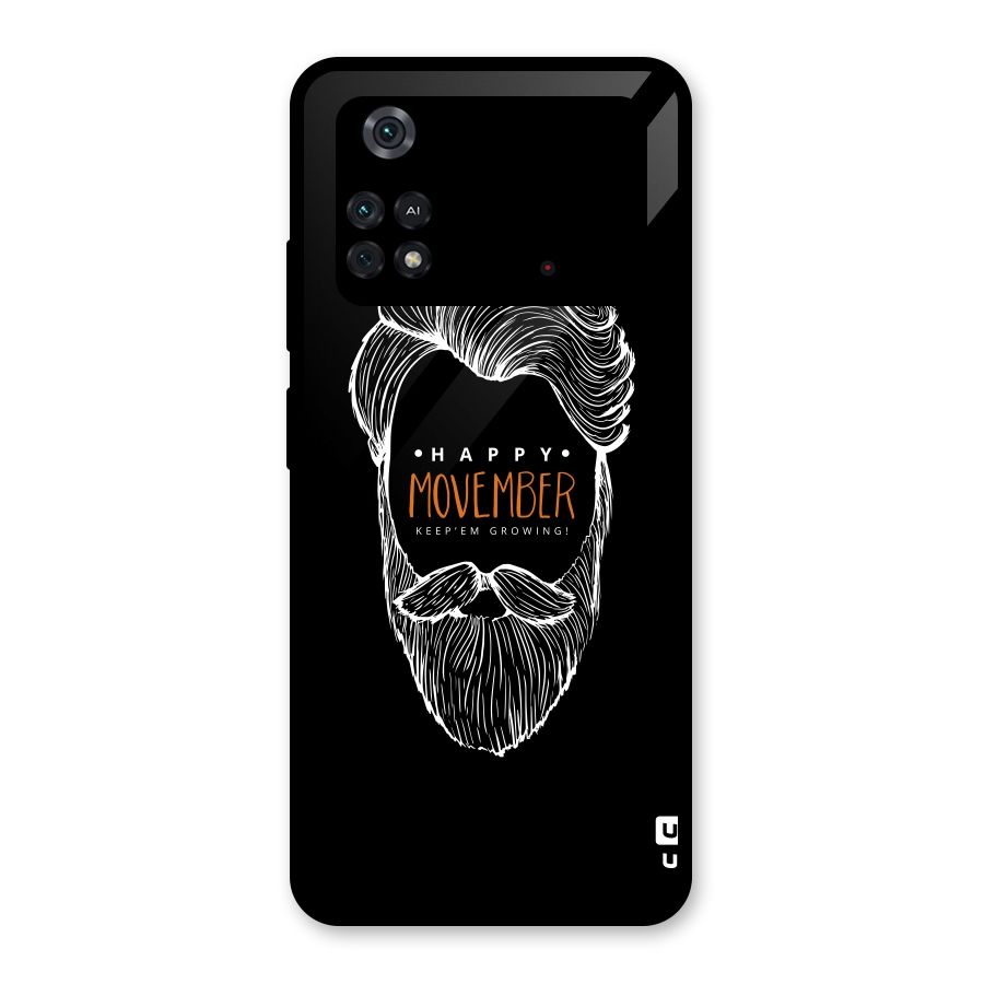 Happy Movember Black Glass Back Case for Poco M4 Pro 4G